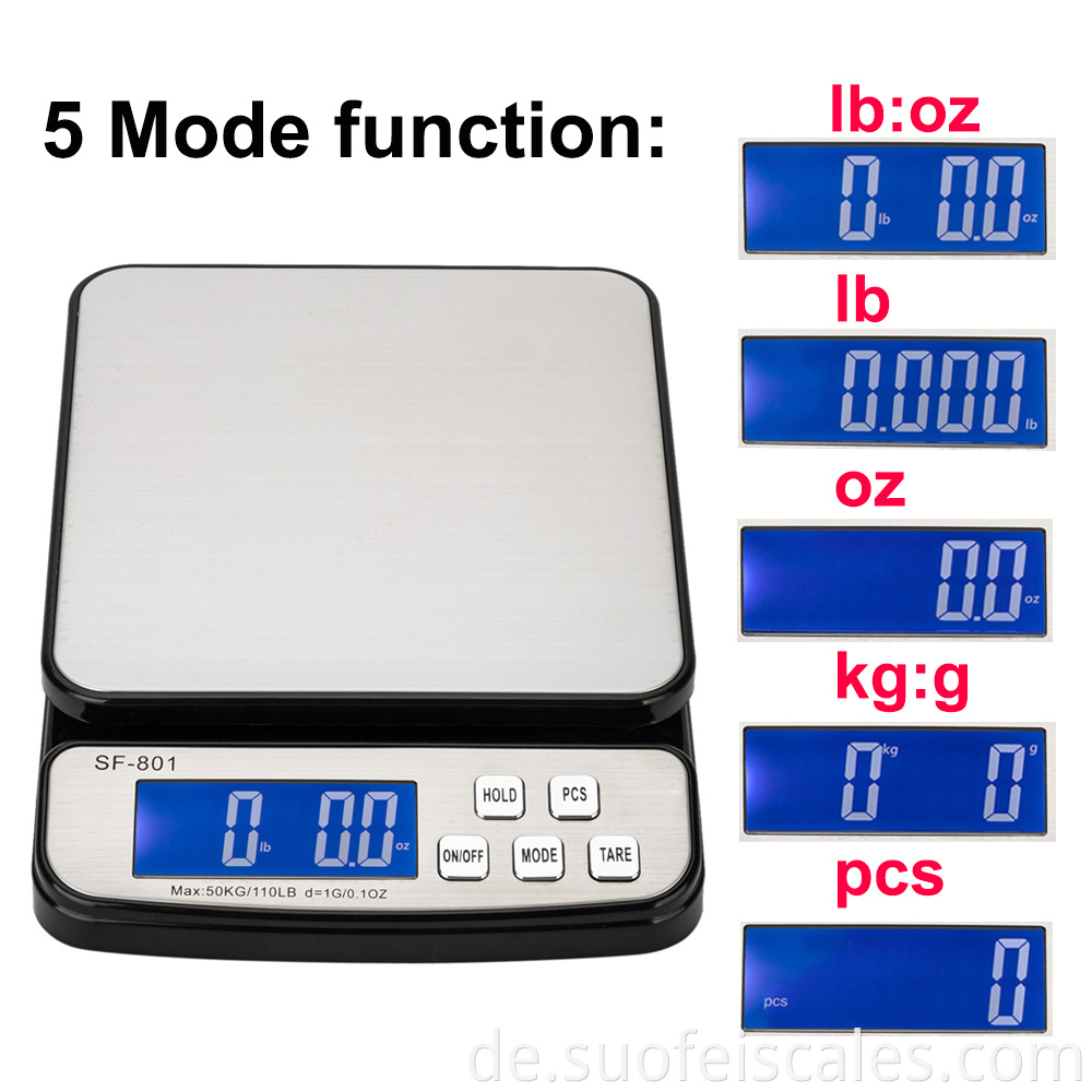 SF-801 Elektronische Tabellenskala 50 kg digitale Kompakt-Briefweite Küchengewichtsweite 30 kg Waagemaschine